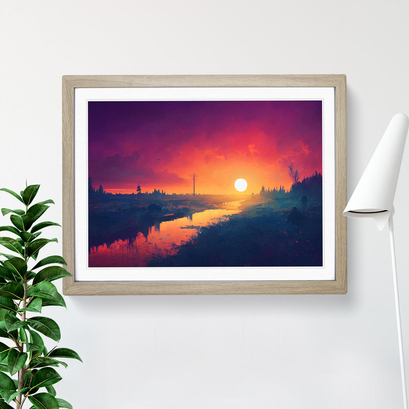 City Sunset - Framed Print, 34cm H x 46cm W x 2cm D, Oak Framed