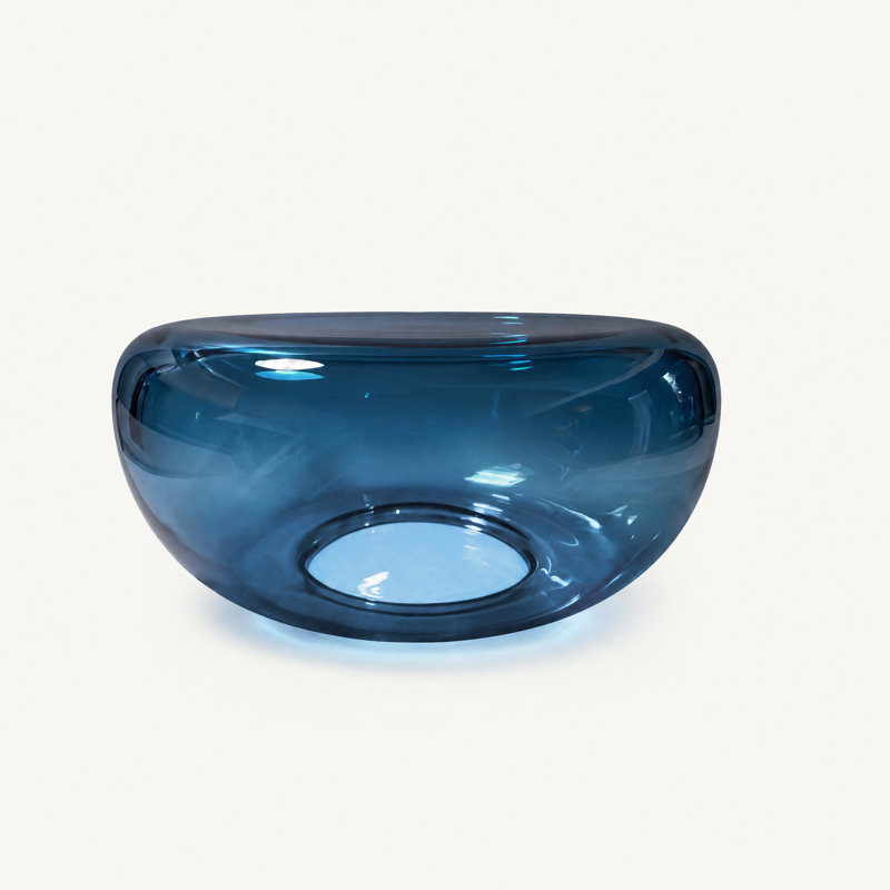 Table basse en verre transparent, Grand (l 26 po x P 26 po x H 11 po), Bleu acier