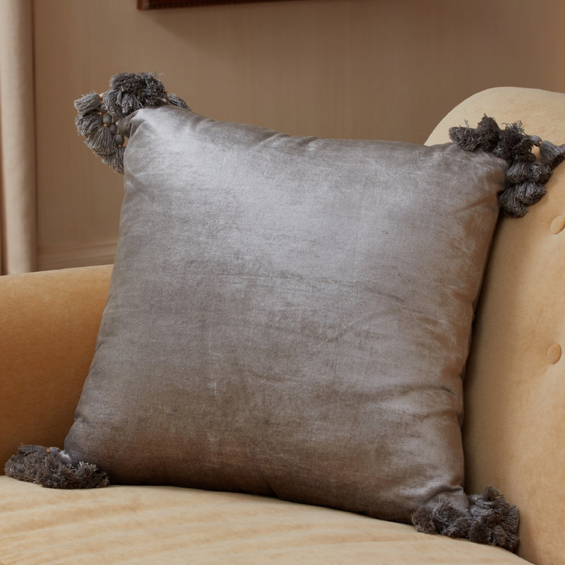 Raj Velvet Square Pillow Cover & Insert, Slate Blue