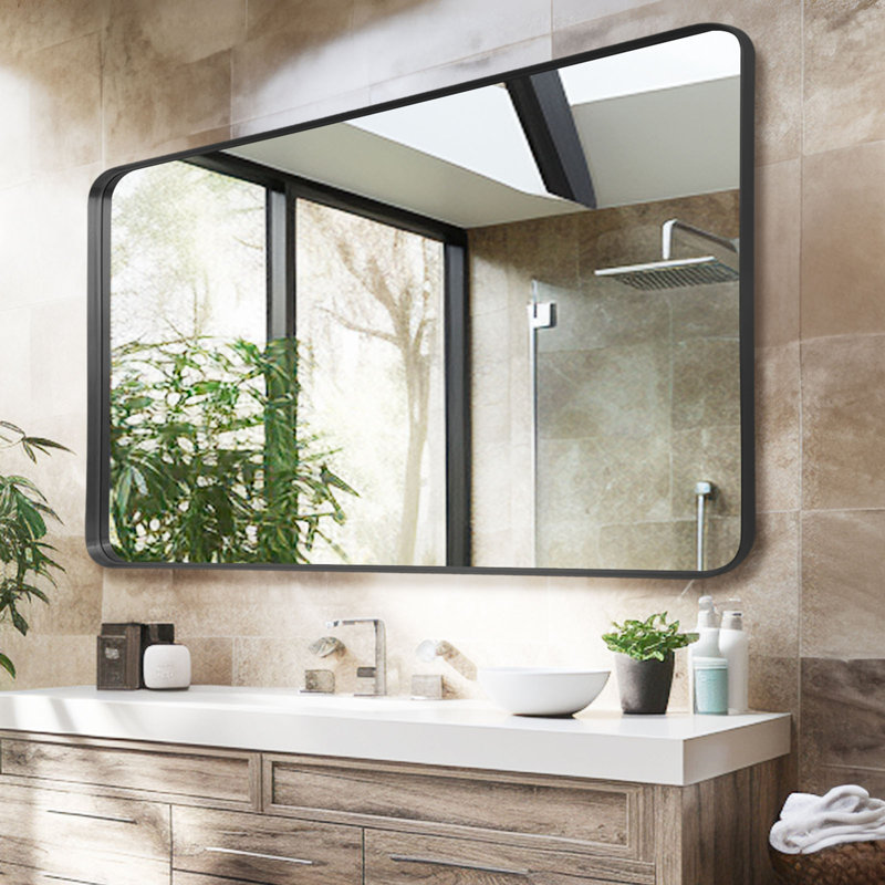 Miroir mural de salle de bain Matherne, Noir, 48 po x 30 po