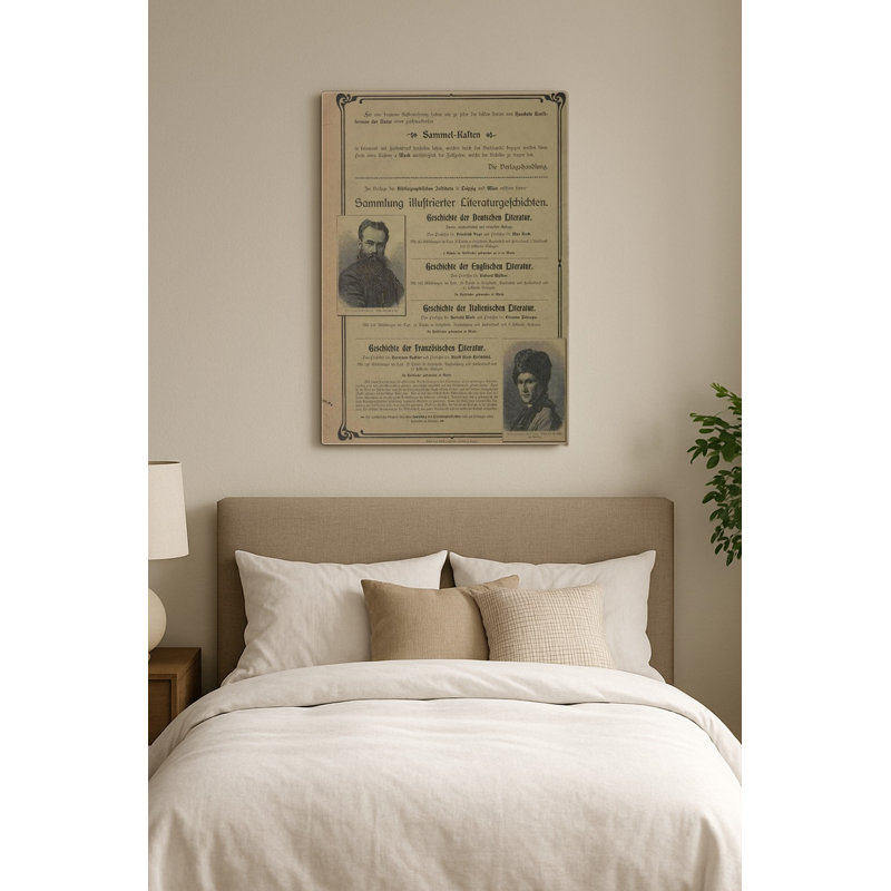 Exemple d'illustration littéraire Literaturgeschichten (page de publicité) — Portrait en métal, H 14 po x l 11 po