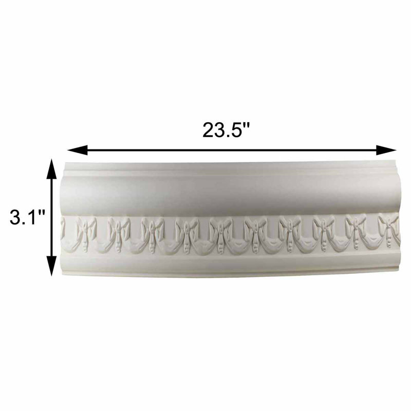 Primed White Urethane Ornate Crown Molding 94" L