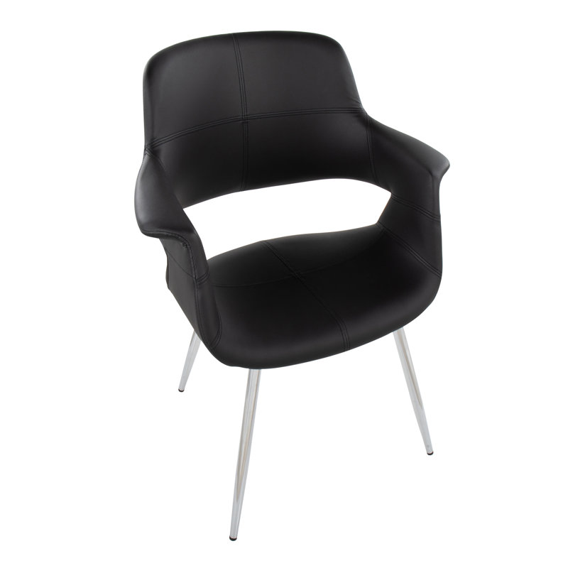 Fauteuil rembourré, Noir, Chrome