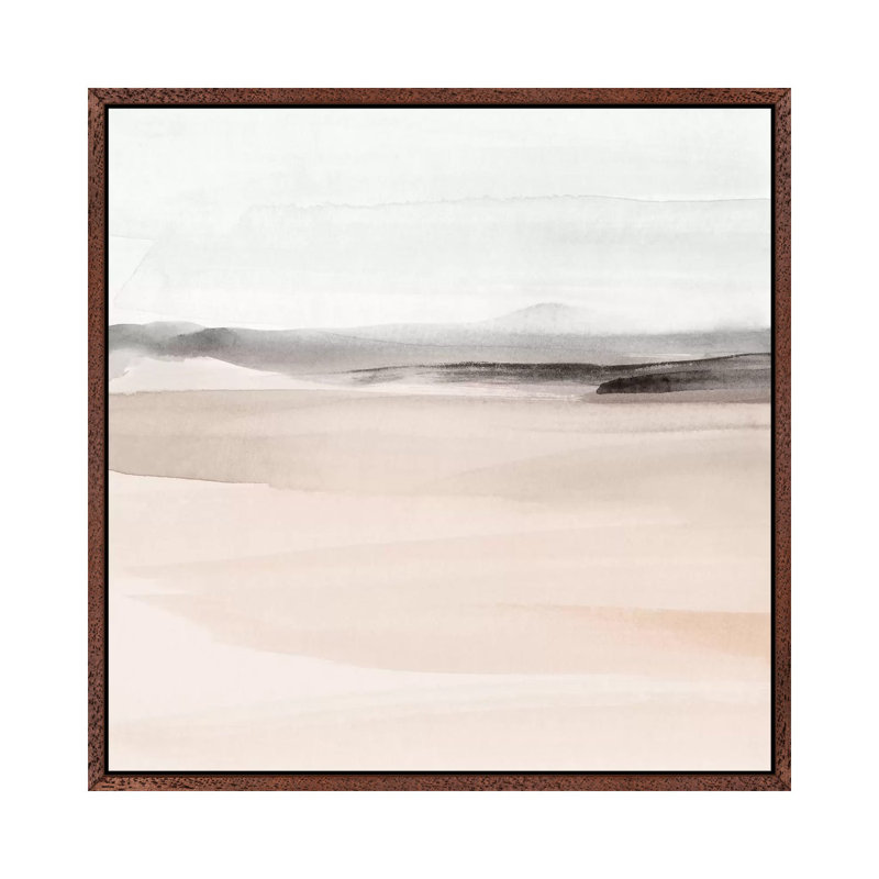 Watercolor Landscape VIII by Nouveau Prints - Painting on Canvas, 45.72cm H x 45.72cm W x 3.81cm D, Classic Brown Wood Framed