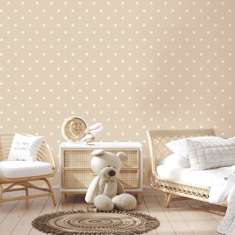 Papier peint géométrique brun clair Starry, Marron clair