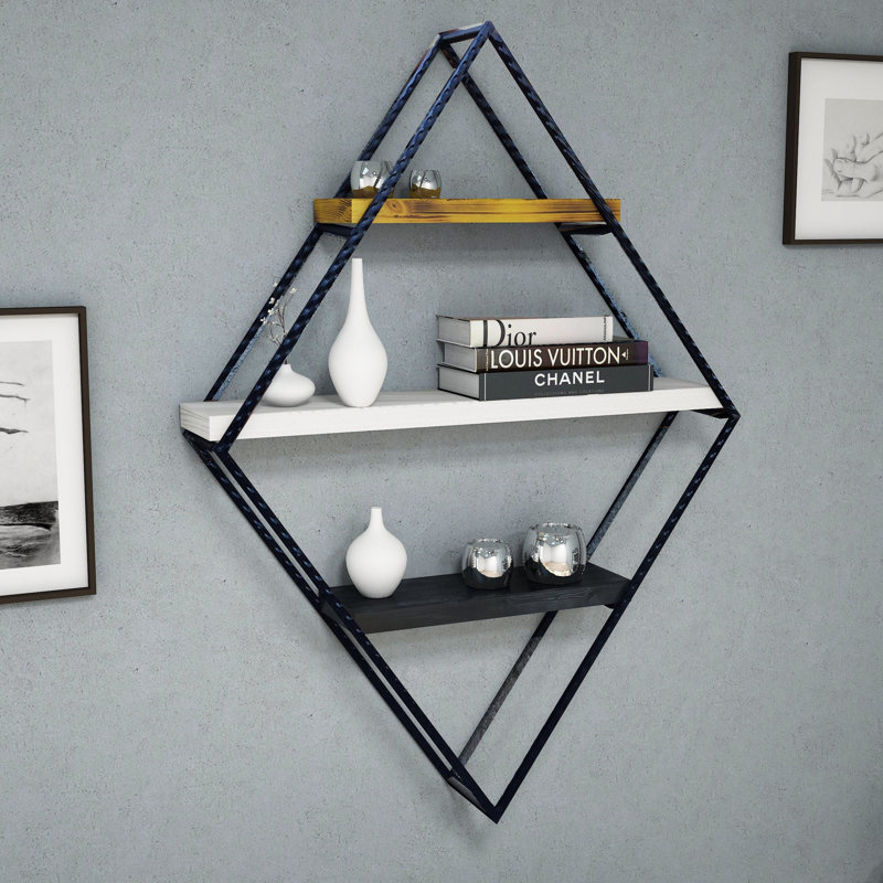 Tablette décorative en losange 3 pièces avec tablettes réglables Lazaro