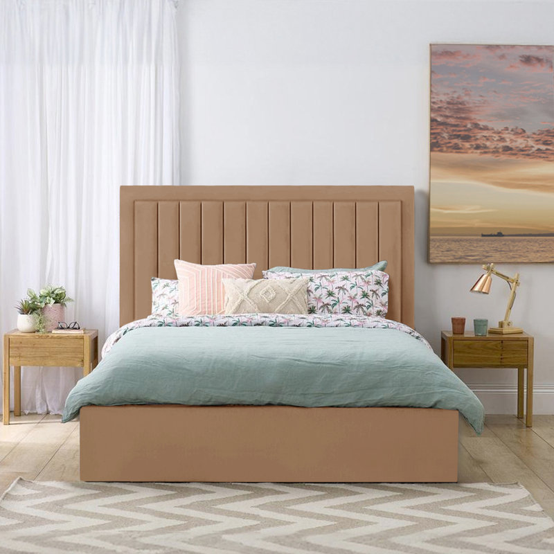 Madry Upholstered Ottoman Storage Bed, Beige, Double (4'6)