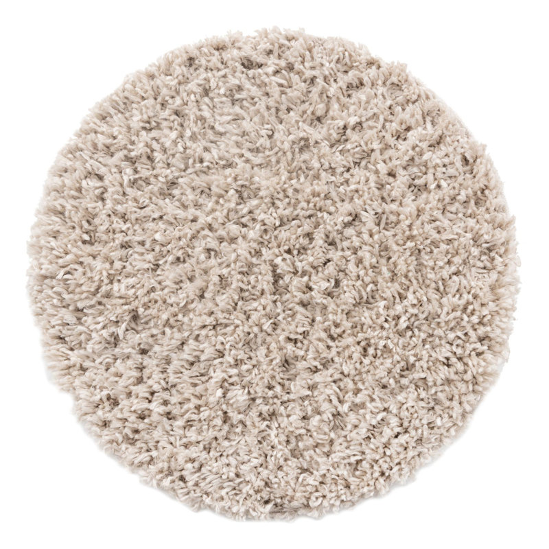 Tapis beige tissé à la machine Analena, Rond 2 pi