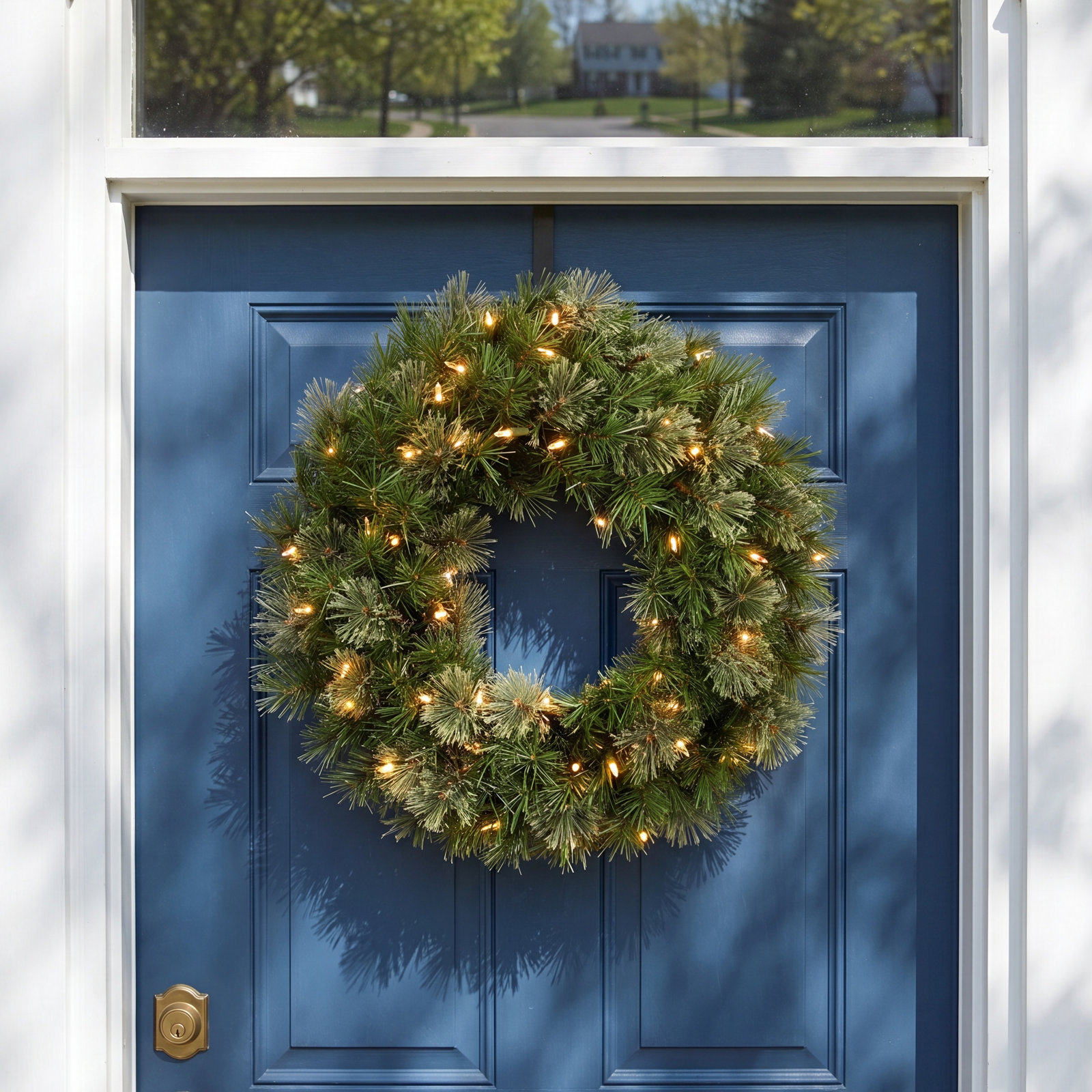24" Handcrafted Pre-Lit Spruce Christmas Wreath