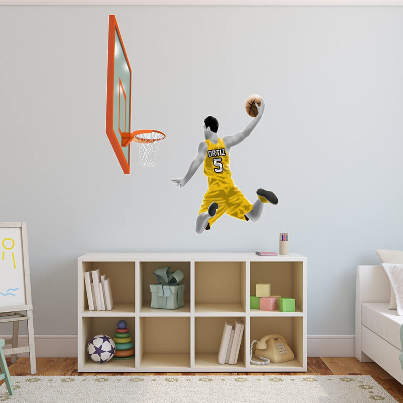Adhésif décoratif joueur de basketball, H 30 po x l 28 po, Oui, Jaune
