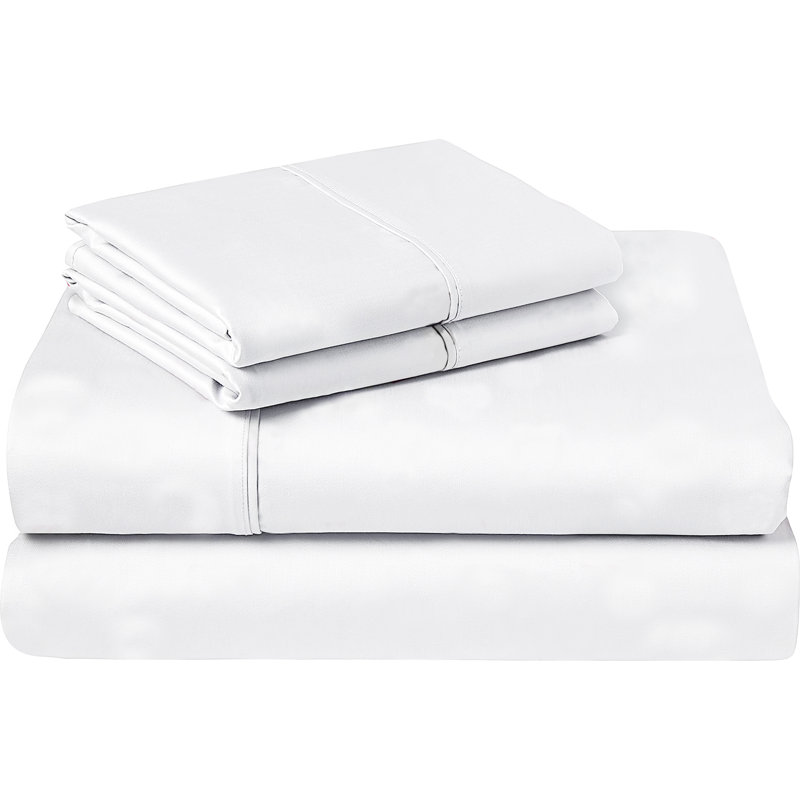 Ensemble de draps 100% coton à densité de tissage 450 fils Hemenway, Simple, Blanc