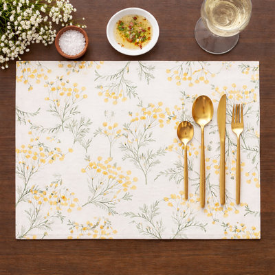 Mahkyla Linen and Polyester Floral Rectangle Placemat
