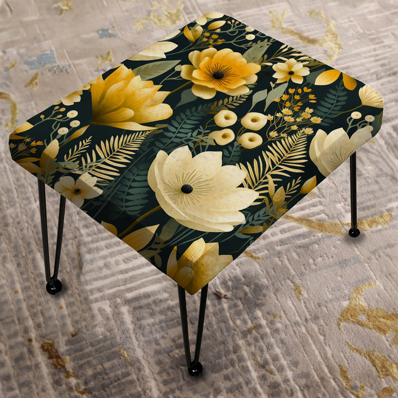 Rétro motif floral de renaissance botanique III - Repose-pieds rectangulaire botanique
