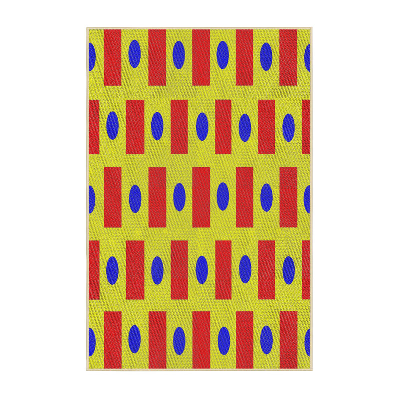 Tapis rouge / jaune Power Loom, Rectangle 5 pi x 7 pi