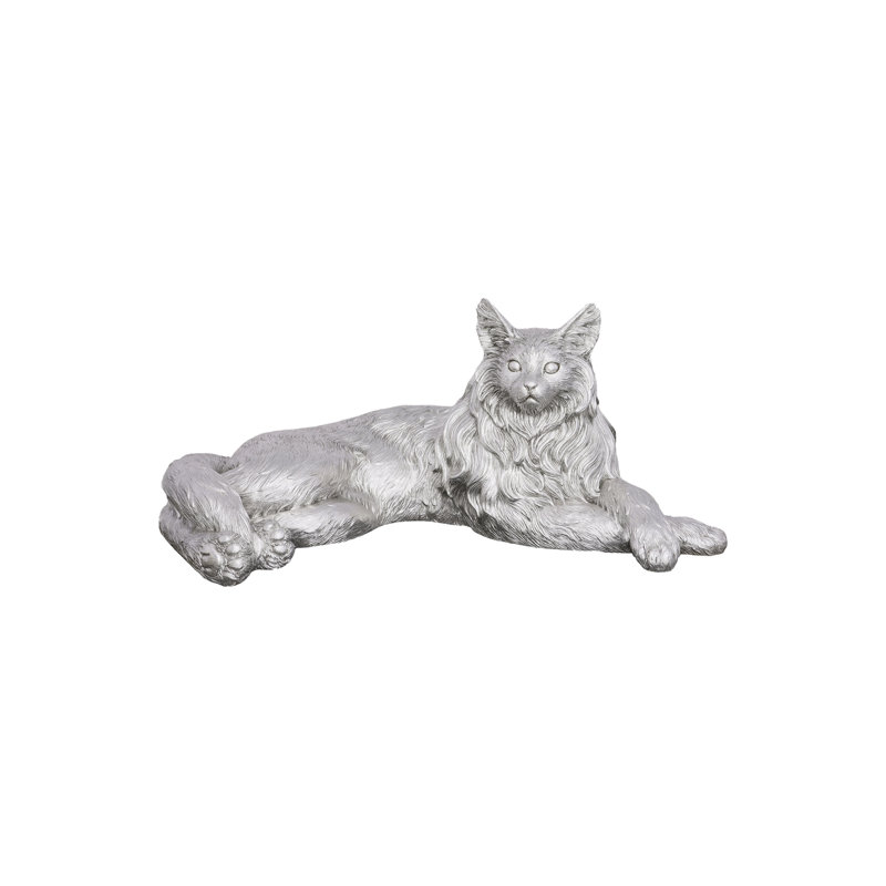 Figurine de chat en résine, feuille d'argent