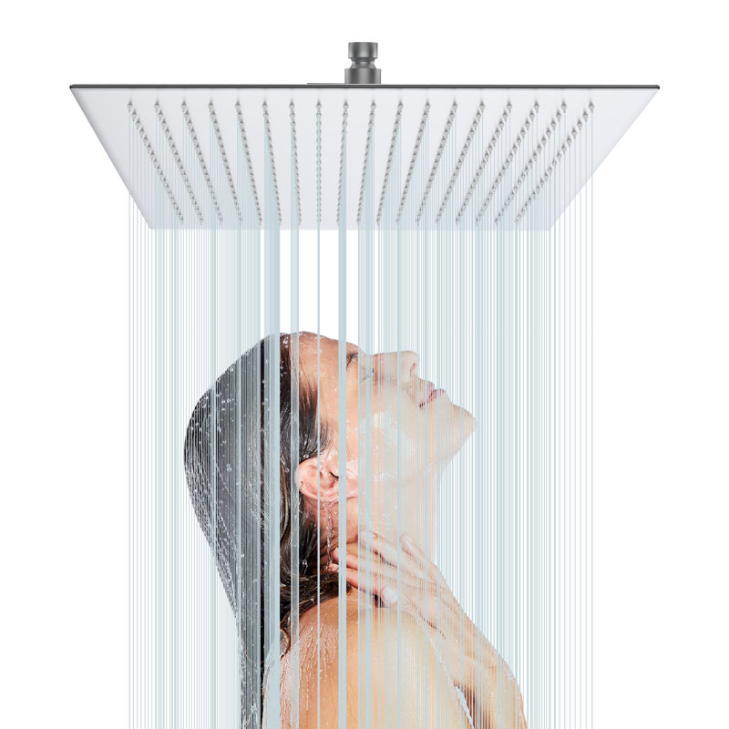 Pomme de douche à pluie ultra mince, Nickel brossé