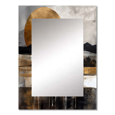Exploring The Evolving Golden Moon IV - Landscape Mirror, Traditional Unique Wall Mirror, Printed Metal Art
