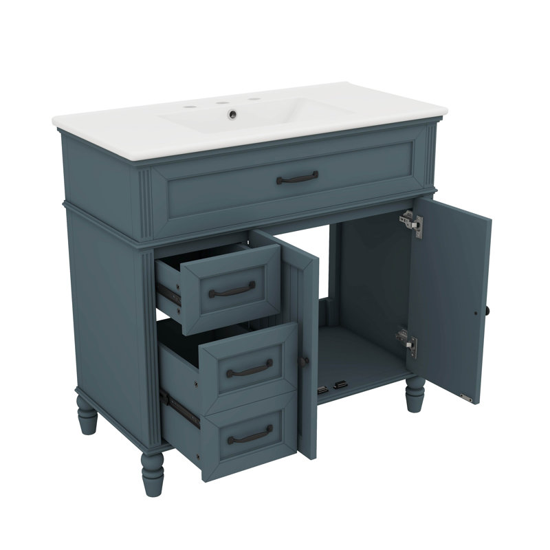 Meuble-lavabo 36 po avec lavabo 36 po, Bleu