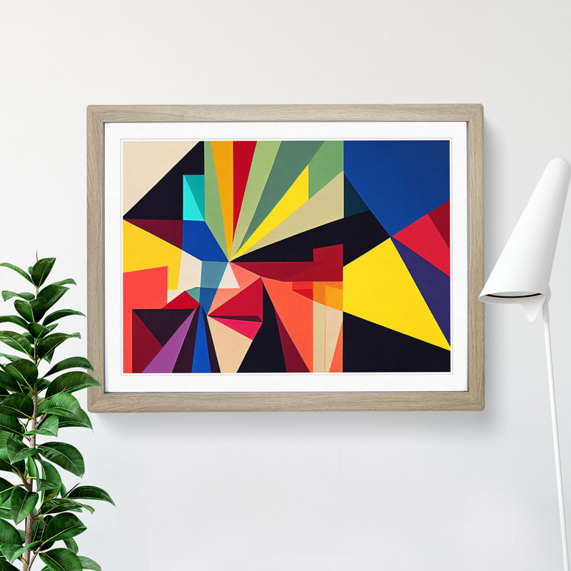 Attractive Modern Abstract Art - Single Picture Frame Print, Oak, 46cm H x 64cm W x 2cm D