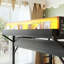Lit mezzanine naturel avec glissade, tablettes de rangement, garde-robe, cadre de lit USB et en métal à DEL, noir-972614484-972614507