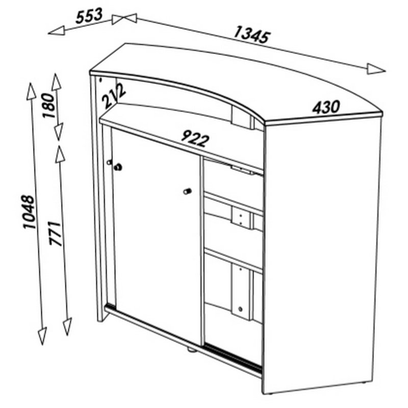 134.5cm Bar Cabinet, Black