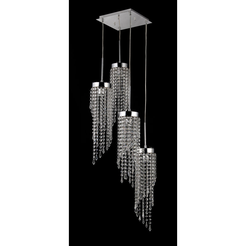 Luminaire suspendu cylindre grappe 4 lumières Claud
