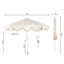 Parasol d'extérieur à frange bohémienne 9 pi avec manivelle et inclinaison Collins, auvent crème résistant aux UV, mât blanc-1412435129-1422570732