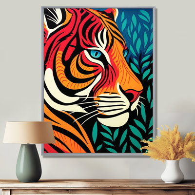 Portrait de tigre dans les bois, rétro - reproduction d'art mural tigre