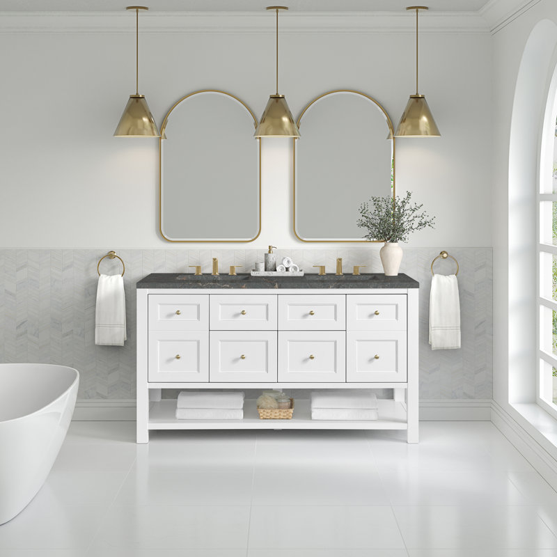 Breckenridge 60'' W Double Vanity, Bright White, Parisien Bleu, Widespread