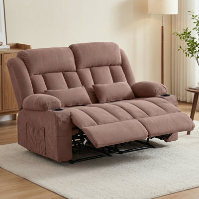 Causeuse inclinable en tissu brun avec inclinaison à 155 degrés et poches latérales