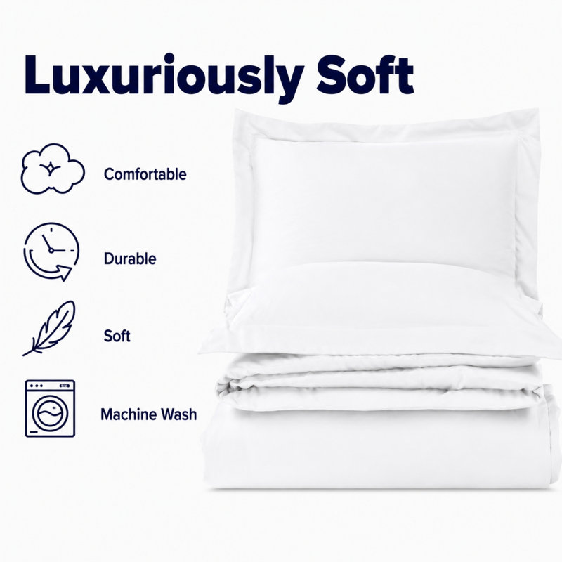 Modern Microfiber Duvet Cover Set - Basics by Wayfair™, White, Full/Queen Duvet Cover + 2 Full Shams