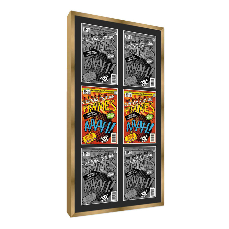 Wood Picture Frame with Mat, Gold/Black, 20" x 38.5", 7.125" x 10.5"