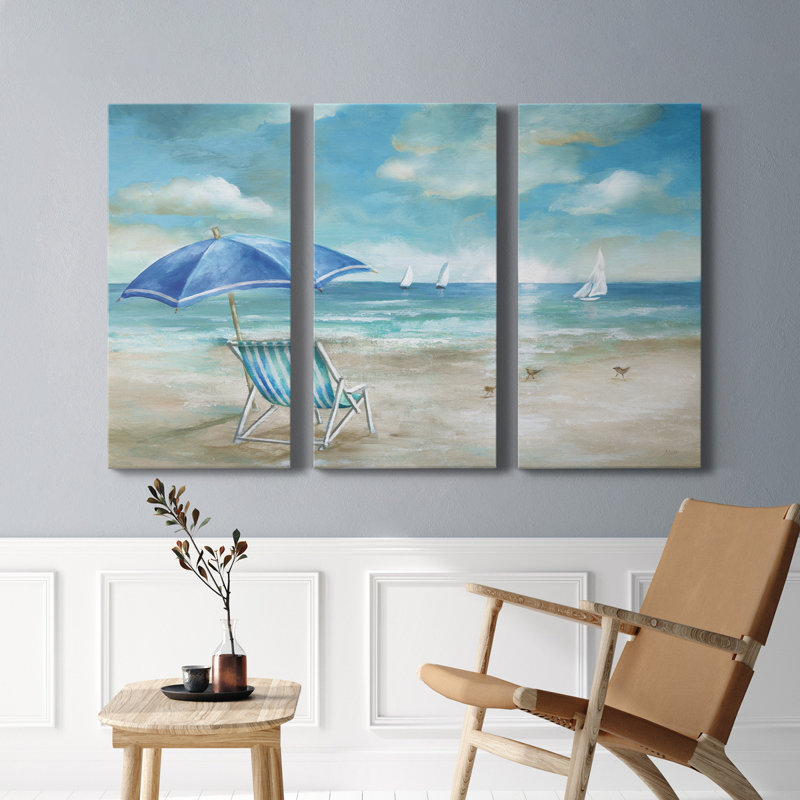 Serene Morning - 3 pièces, peinture sur toile tendue, H 60 po x l 120 po x P 1 po
