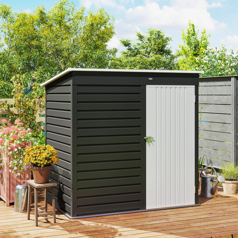 6' x 4' Outdoor Storage Shed, Metal Garden Shed with Lockable Door and Gloves, Tool Shed for Backyard Garden Patio Lawn
