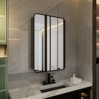 Jaronte Recessed Framed Medicine Cabinet with Mirror and 3 Adjustable Shelves