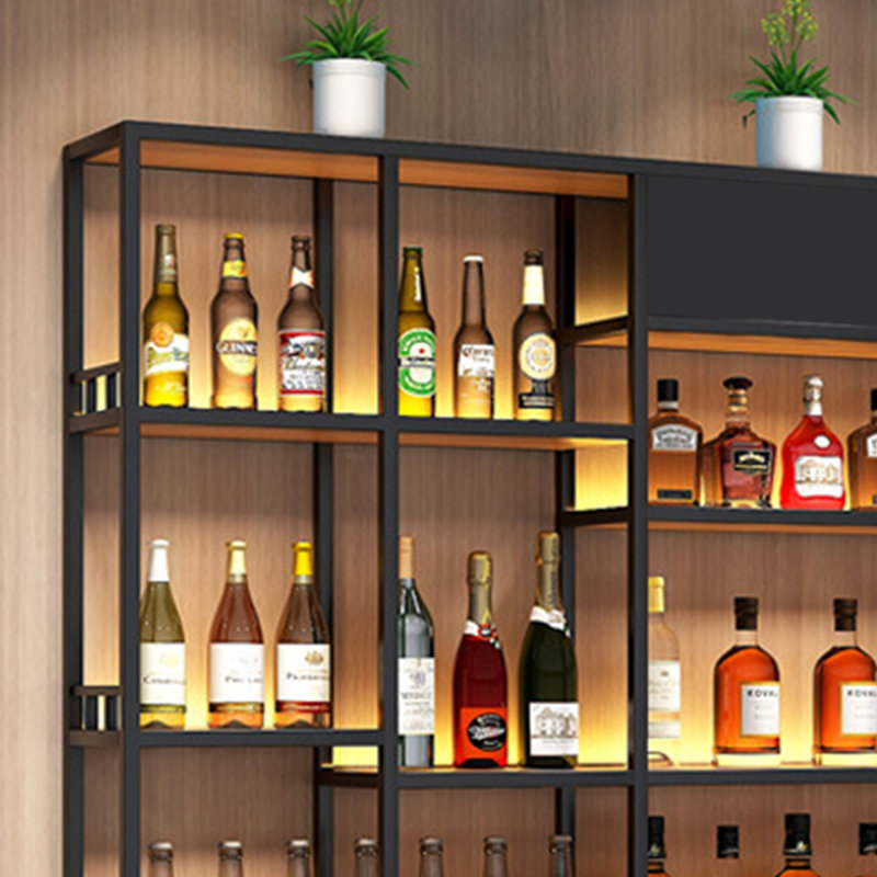 Multi-tier Iron Wall Mounted Wine Rack, Black, 47.2" H x 70.8" W x 7.8" D