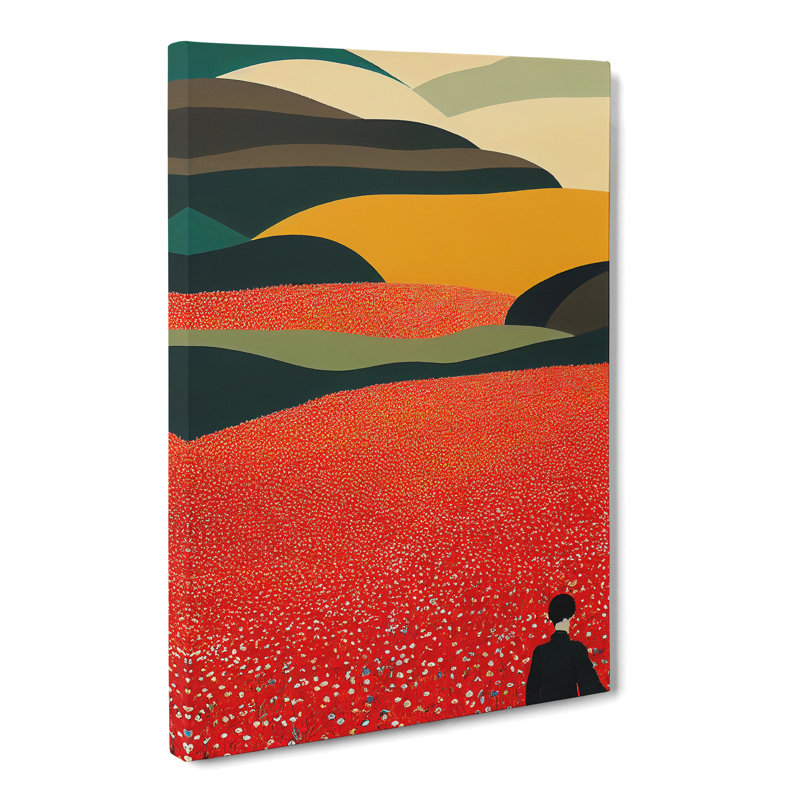 Cregan Poppy Field View - Wrapped Canvas, 50cm H x 35cm W x 3cm D