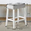 2 tabourets de comptoir en velours gris, sièges de selle gris, finition blanchie, tabourets de construction 2, structure en bois d'hévéa massif blanchi-2093422729