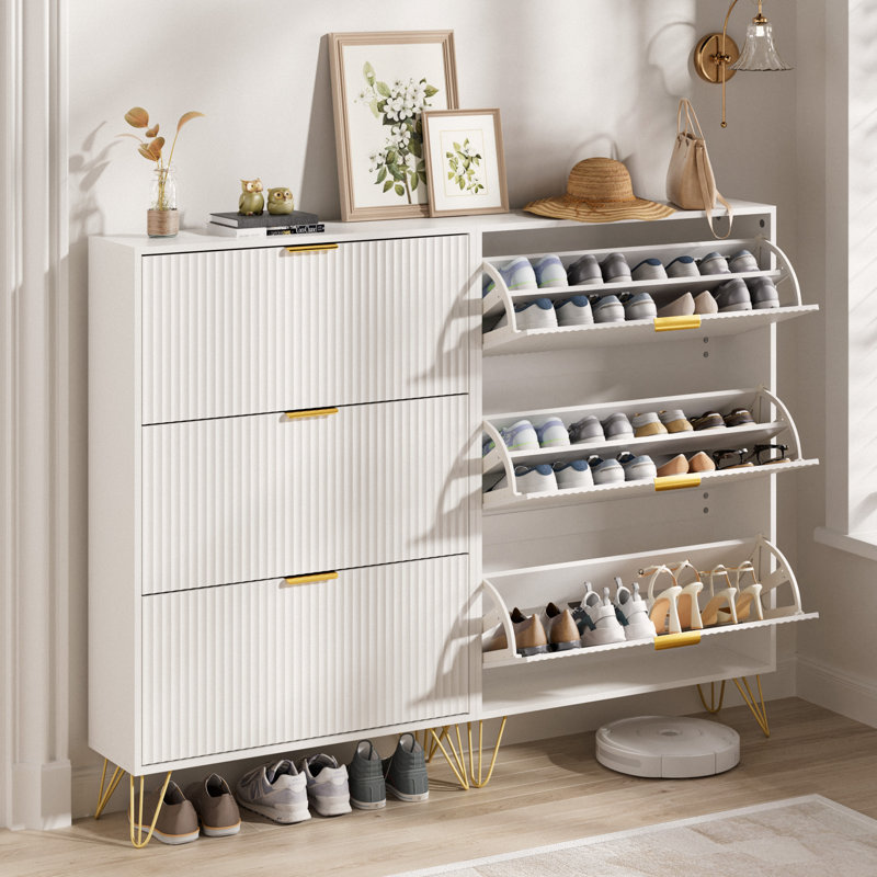Rangement à chaussures 24 paires, Blanc, 48" H x 31.5" W x 9.4" D