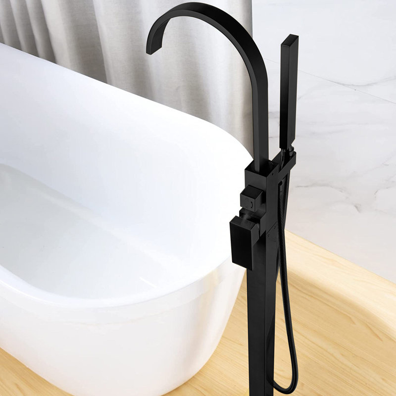1 Handle Clawfoot Tub Faucet with Diverter, Matte Black