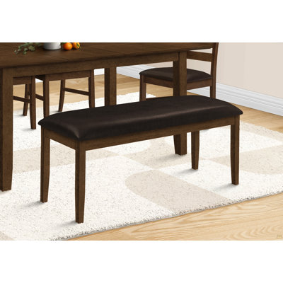 Banc, rectangulaire 48 po, salle à manger, vestibule, couloir, cuisine, rembourré, bois, bois massif brun, aspect cuir brun, transitionnel