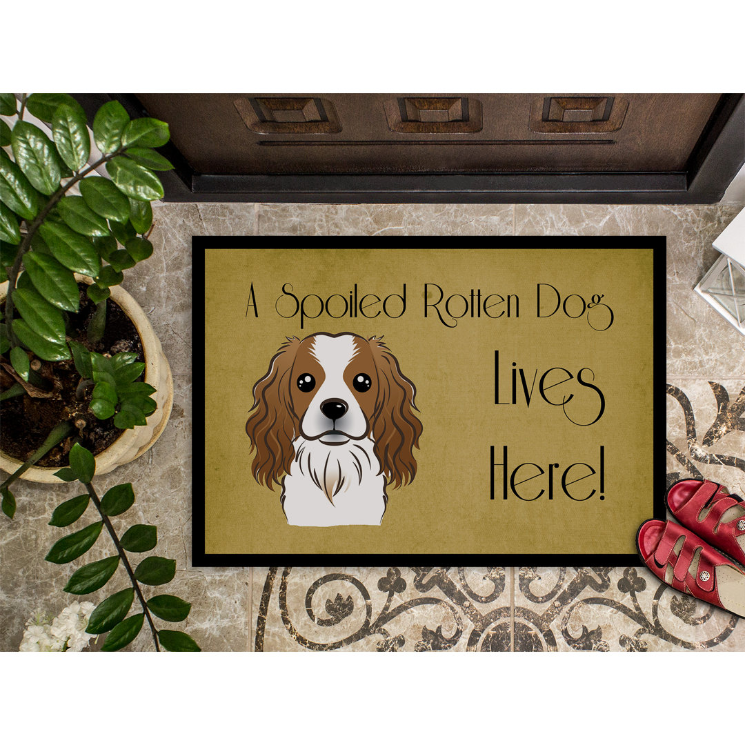 Traer Cavalier Spaniel Spoiled Dog Lives Here Non-Slip Outdoor Door Mat Winston Porter Mat 