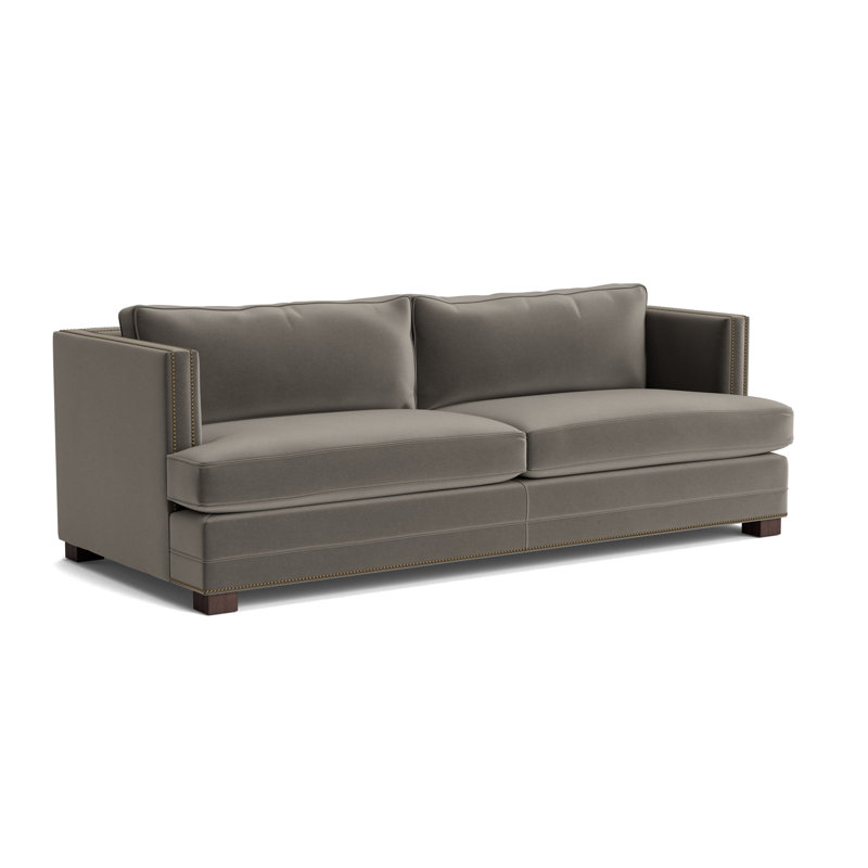Keaton With Nails 84 Sofa, Java, Performance Velvet - Graphite, Antique Brass