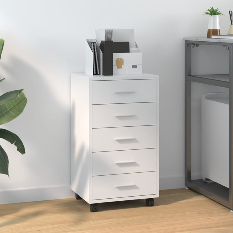 vidaXL Drawer Cabinet Engineered wood, Aluminum Medium, White