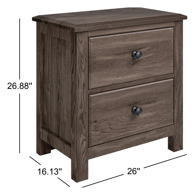 Lewin 2-Drawer Nightstand, Bois flottant gris