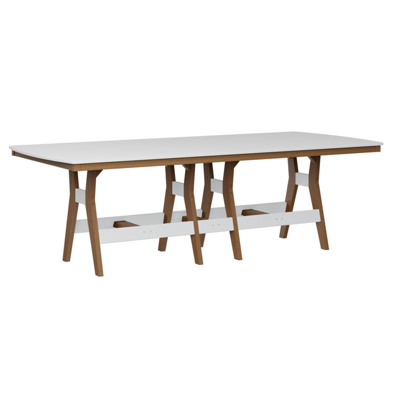 Table rectangulaire à hauteur de comptoir 96 po Berlin Gardens Harbor, Blanc, Teck naturel