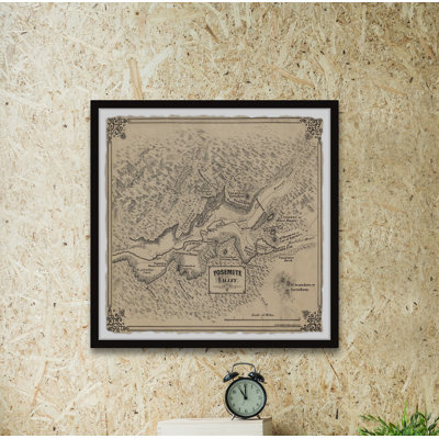 Vintage Yosemite Valley Map - Single Picture Frame Graphic Art