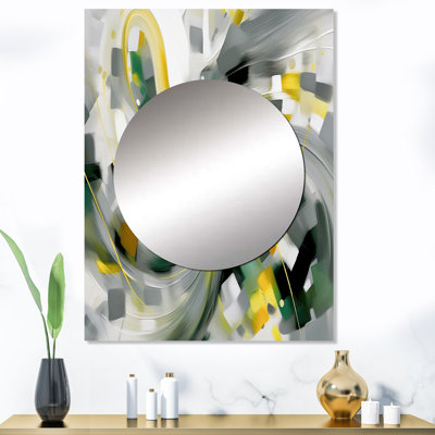 Alona Dynamic Waveforms I - grand miroir mural scandinave, miroir décoratif scandinave, impression d'art en métal