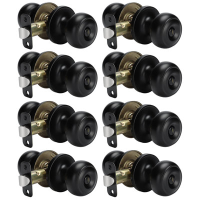 Black Interior Door Knobs, Matte Black Privacy Door Knob, Black Bedroom Door Knobs, Black Door Knobs Interior Bulk, Indoor Bathroom Door Knob(8 Pack, Matte Black)
