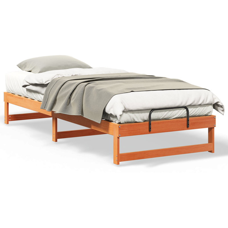Bed Frame With Carry Handles Solid Pine Wood, Small Single (2'6), Brown